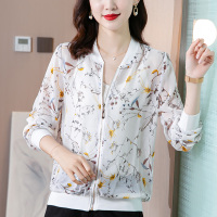 拉链开衫薄款棒球服休闲防晒衣女夏季妈妈新款时尚防晒服雪纺外套