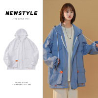 大码工装外套女夏季薄款2021年新款日系防晒衣胖mm休闲运动上衣潮