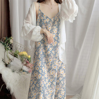 配裙子的外搭披肩上衣女夏季冰丝防晒衫薄款仙女超仙雪纺开衫外套