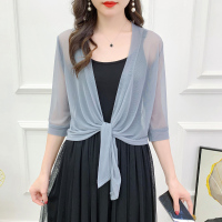 网纱开衫夏季防晒披肩女薄款小外套配裙子的上衣大码胖mm外搭罩衫