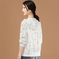 连帽透气防晒衣女开衫2021年夏季新款宽松印花长袖空调衫短外套薄