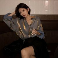 人鱼姬偏光衬衫女小众复古学生港风中长款2021新款宽松长袖防晒衣