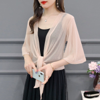 大码胖mm女蕾丝开衫薄款小披肩外搭女新款防晒衫夏洋气短外套上衣