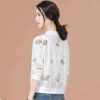 防晒衫立领短外套女绣花白色空调衫夏季新款宽松度假披肩上衣外搭
