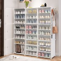 简易透明鞋架子家用进门口仿实木防尘多功能置物收纳架多层鞋柜子