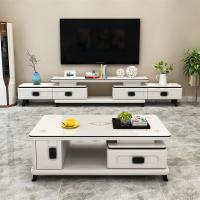 电视柜现代简约北欧大理石茶几组合套装钢化玻璃客厅伸缩烤漆地柜