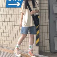 枫述牛仔五分裤女2020年夏季韩版新款大码女装高腰直筒阔腿裤子显瘦潮