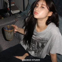 枫述宋智英同款纯棉圆领字母印花宽松短袖T恤女2021年春夏新款ins潮