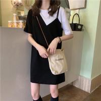 枫述气质裙子2021年春夏季新款设计感小众假两件宽松短袖T恤连衣裙女