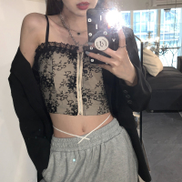 枫述蕾丝吊带背心内搭外穿气质带胸垫紧身短款打底