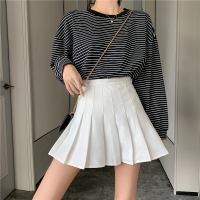 枫述胖mm大码白色高腰百褶裙超短裙女 秋冬季ins学生a字黑色半身裙裤