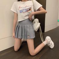 枫述胖mm大码草莓a字百褶裙短裙女 夏季学院风韩版学生高腰半身裙裤裙