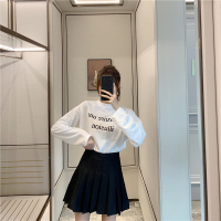 枫述秋冬季大码白色a字高腰百褶裙女 春夏日系jk格子短裙黑色半身裙裤