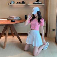 枫述超火的小白裙短裙女 夏季学院风高腰a字黑色超短百褶裙大码半身裙