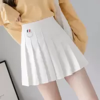 枫述秋冬学生TB吊环高腰百褶裙短裙女黑色ins韩版半身裙超短裙女春
