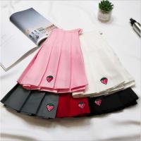 枫述秋冬韩版软妹学生高腰百褶裙草莓短裙 学院风百搭ulzzang半身裙春