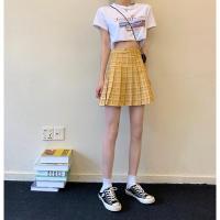 枫述胖mm大码jk格子高腰a字百褶裙短裙女 韩版学生bm风超短裙半身裙裤