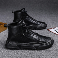 枫述高帮鞋男鞋春季马丁靴男劳保工作鞋韩版潮流皮鞋百搭厨师休闲板鞋