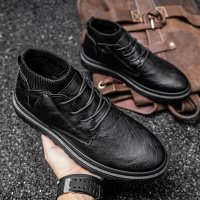 枫述皮鞋男鞋韩版休闲商务正装全黑厨师鞋上班工作开车潮鞋工地鞋春秋