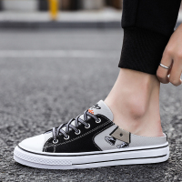 枫述帆布鞋子男2021年新款夏季透气无后跟半拖板鞋百搭休闲布鞋一脚蹬