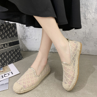 枫述2021春夏新款渔夫鞋女平底老北京布鞋蕾丝网面镂空一脚蹬懒人单鞋
