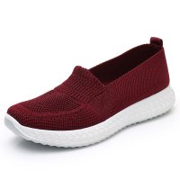 枫述女鞋春秋单鞋老北京布鞋中老年健步鞋一脚蹬飞织工作鞋舒适妈妈鞋