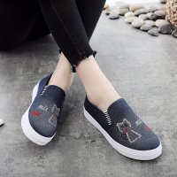 枫述比心老北京布鞋女鞋牛仔帆布鞋平底休闲鞋懒人一脚蹬单鞋