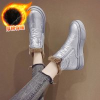枫述2021年冬季新款雪地靴女加绒网红东北羽绒厚底面包高帮短靴子