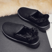 枫述东北雪地靴男皮毛一体加绒保暖男士短靴B586一脚蹬面包鞋冬季