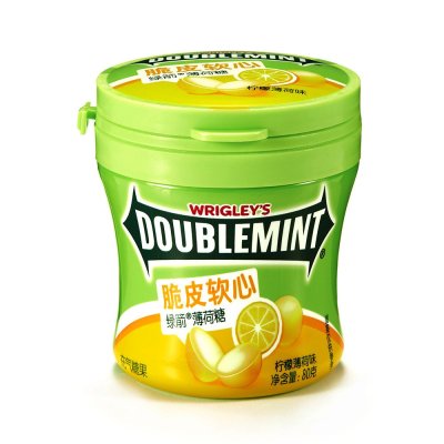绿箭(DOUBLEMINT) 糖果 脆皮软心薄荷糖 柠檬薄荷味80g