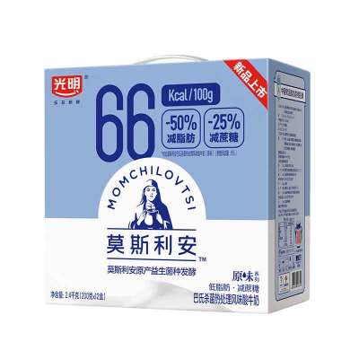 光明莫斯利安低脂肪减蔗糖原味酸奶200g*12盒