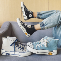 述雅男鞋子潮鞋高帮帆布鞋男士学生韩版ulzzang百搭ins潮港风高邦板鞋