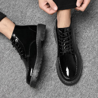 述雅2021休闲高帮皮鞋男韩版潮流工装靴英伦风百搭潮鞋马丁靴中帮鞋子