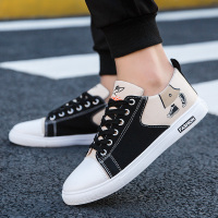 述雅2021春季帆布鞋男低帮韩版潮流休闲板鞋男英伦百搭透气鞋子男系带