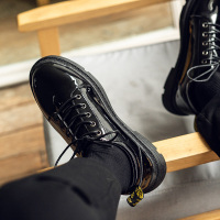 述雅春季亮面小皮鞋男韩版潮流百搭休闲鞋发型师厨师学生黑色亮面皮鞋