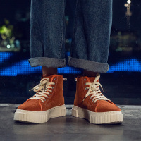 述雅春季高帮鞋男韩版潮流休闲百搭高邦厚底板鞋男学生增高鞋子男潮鞋