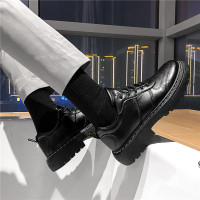 述雅2020春季黑色小皮鞋男韩版潮流百搭鞋子男发型师防水内增高皮鞋男