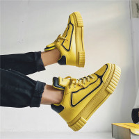 述雅春季高帮鞋男韩版潮流学生百搭休闲中邦板鞋子男潮鞋厚底增高男鞋