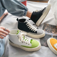 述雅春季高帮帆布鞋男透气韩版潮流百搭高邦鞋子男潮鞋学生高帮板鞋男