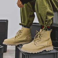 述雅马丁靴男潮流百搭高帮帆布沙漠工装靴英伦风休闲ins潮鞋军训作战