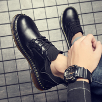 述雅男鞋秋冬季上班工作厨师防滑大头低帮工装马丁靴子男圆头厚底皮鞋