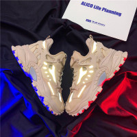 述雅反光港风ins老爹潮鞋2021春季新款低帮板鞋潮流百搭夜光增高男鞋