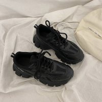 述雅炸街老爹鞋秋季薄款透气2021新款ins百搭厚底学生原宿风运动鞋