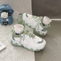 述雅简茉蓝厚底老爹鞋女ins潮火显瘦2021秋季新款休闲百搭网红运动鞋增高