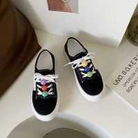 述雅简茉蓝日系帆布鞋女潮鞋2021年秋季新款小众复古港味火少女小白鞋