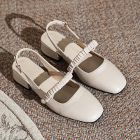 述雅包头凉鞋女中跟2022年新款春夏季法式高跟鞋粗跟一字带玛丽珍单鞋