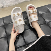 述雅小清新花朵时尚凉鞋女2022年春季新款外穿厚底舒适度假沙滩凉拖鞋