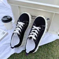 述雅日系原宿学生底学院风帆布鞋女2022年春季新款百搭饼干鞋女鞋