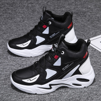 述雅春季高邦中帮机能风青少年运动老爹潮鞋初中高中学生皮面男鞋男装