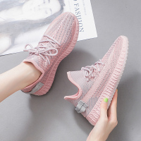 述雅轻便波鞋子女软底好走路鞋2021新款春季女装运动粉色跑步网布跑鞋
